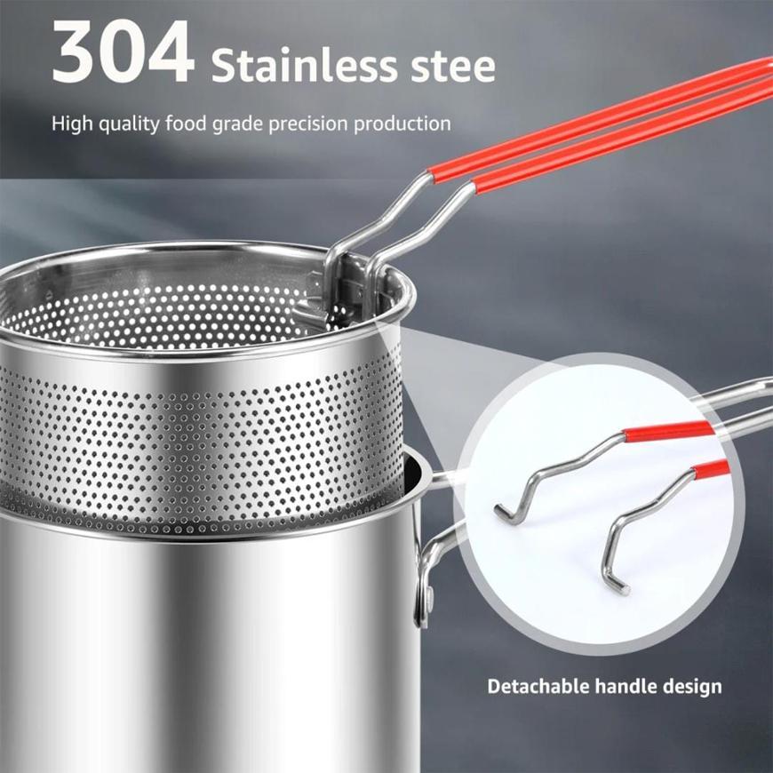 frying pot with strainer, oil filter pot, cooing pot portable cooking pot