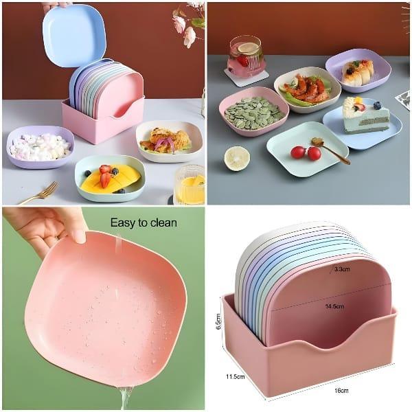 10 pcs colourful plate set