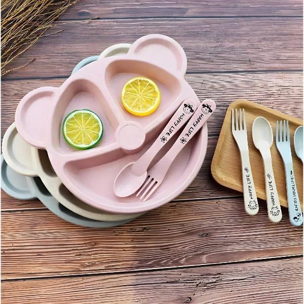5 pcs plate set with fork and spoon