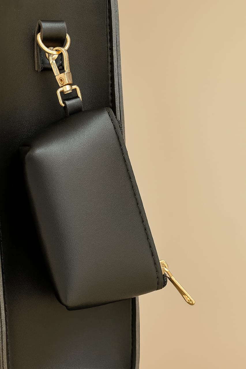 Black leather bag