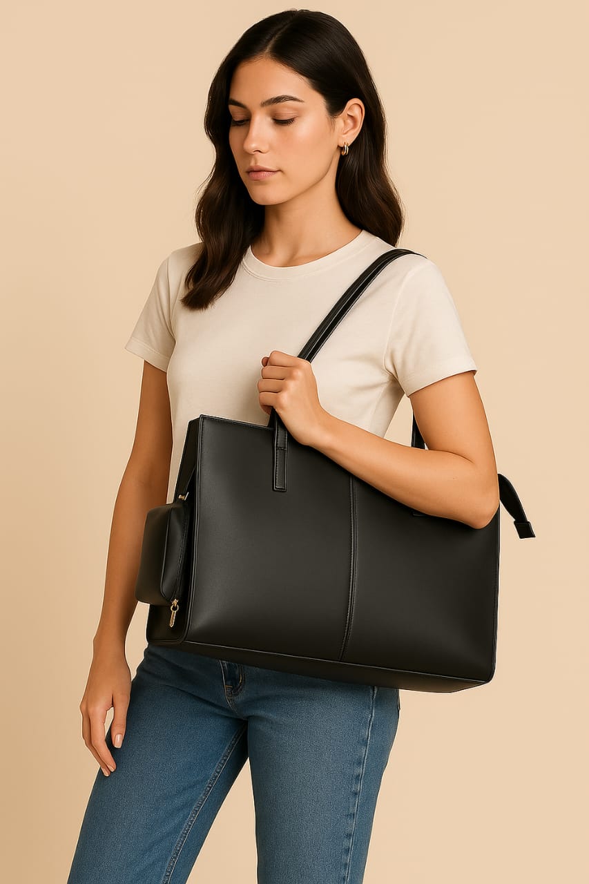 Black leather bag