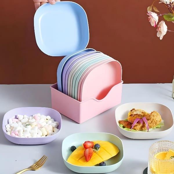 10 pcs colourful plate set